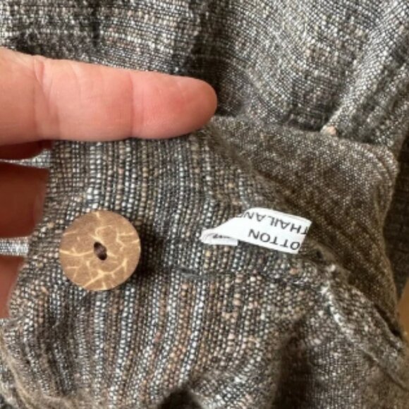 Yasuko Kurisaka Mandarin Button Down Blazer Tweed Boucle Brown Gray Jacket - Picture 6 of 7